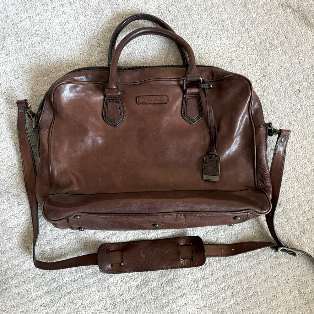 Frye Brown Leather Satchel Bag with Shoulder Strap